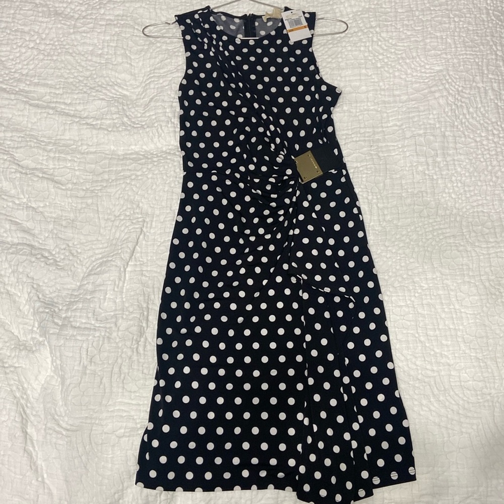 Michael Kors black/white polka dot knee length dress size S